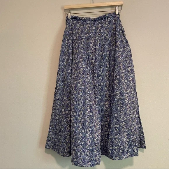 J. Crew Blue, Purple Floral Tie-Waist Maxi Skirt Liberty Delilah Flowers, Size 4 - Picture 3 of 5